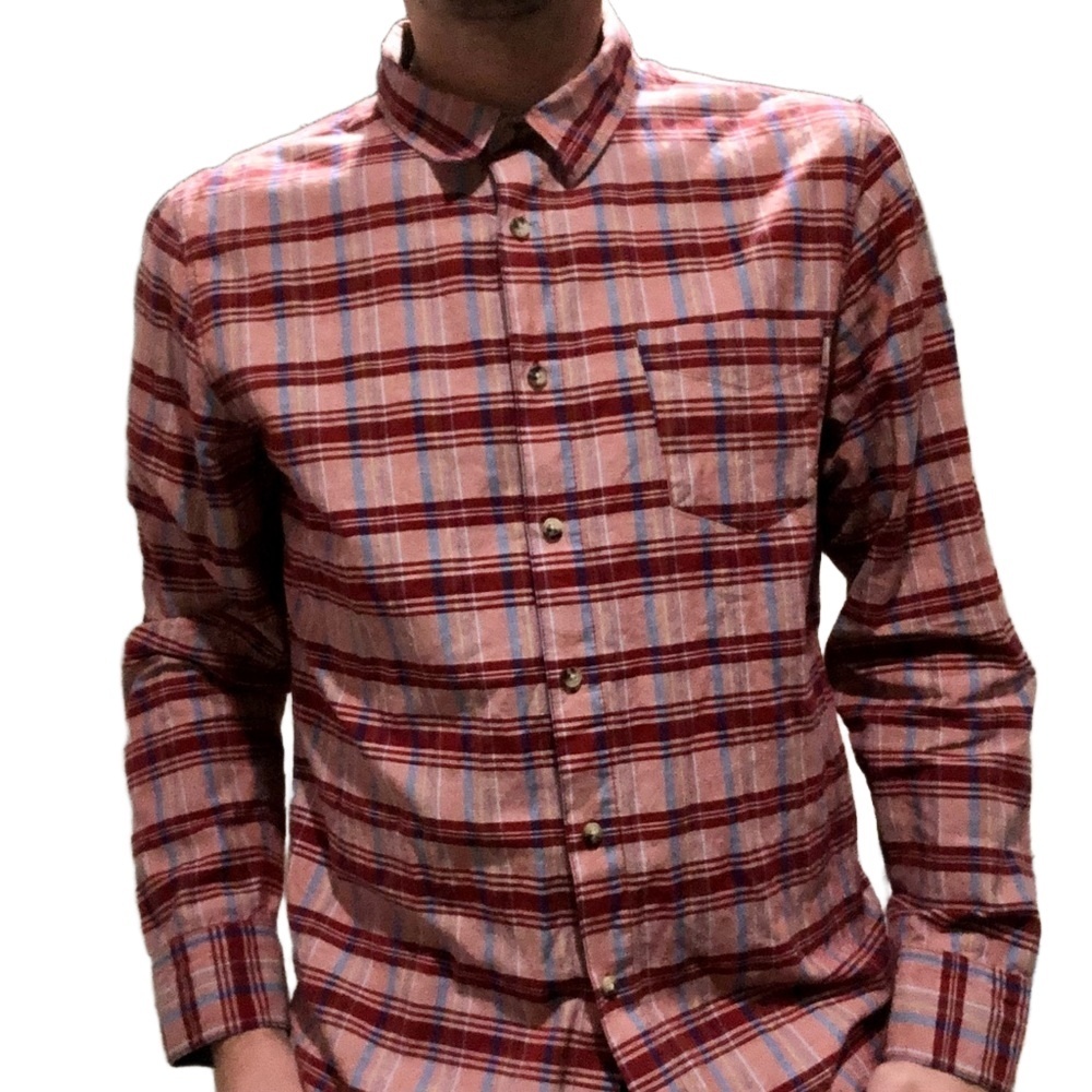 1901 Mens Plaid Pattern Long Sleeve Buttonup Collared Casual Shirt Size Large